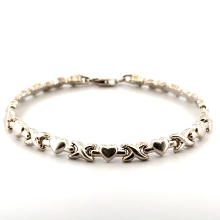 7.75” Italy 925 Sterling Silver XO Hearts Link Bracelet 11.4g