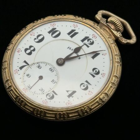 Illinois Watch Co. 19 Jewel 10k Gold Filled Open Faced Pocket Watch, Working