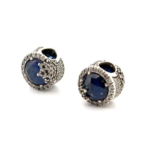Pair of Pandora ALE S925 Sterling Silver Blue Dazzling Snowflake CZ Charms 5.4g