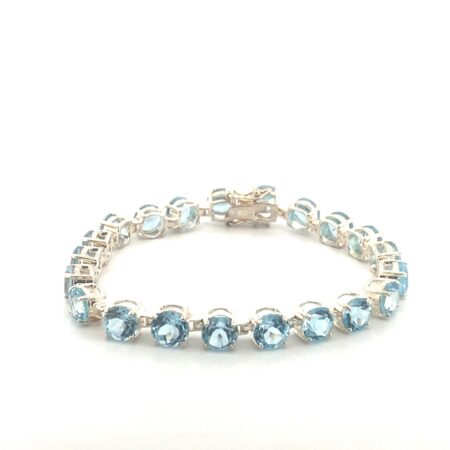 Sterling Silver 7.5” 7mm Round Sky Blue Topaz Tennis Bracelet