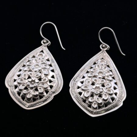 DS 925 Sterling Silver Open Work Dangle Earrings 10.5g