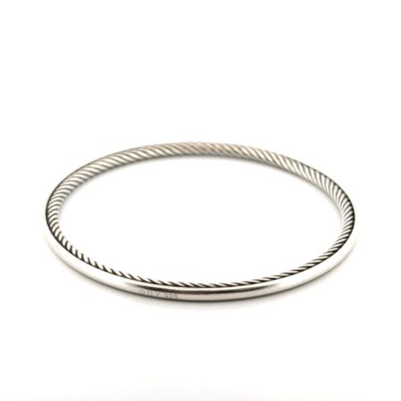 7.5” Vintage David Yurman 925 Sterling Silver Cable & Smooth Bangle Bracelet
