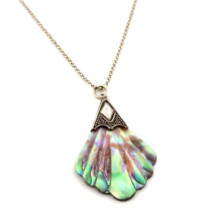 16” 925 Sterling Silver Abalone Shell Pendant Necklace 6g