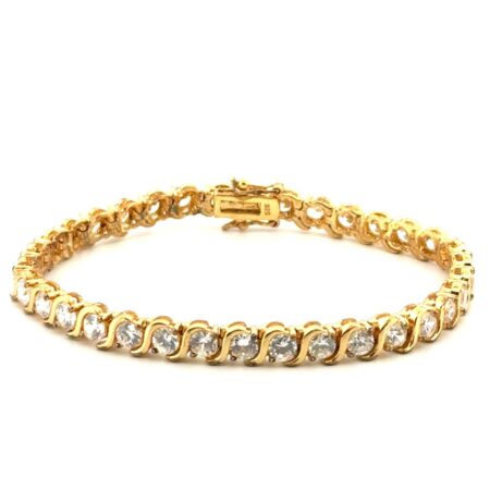 7” HAN Gold Vermeil 925 Sterling Silver CZ Tennis Bracelet 17g