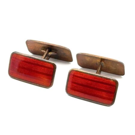 Vtg. Norne 925 Sterling Silver Norwegian Guilloche Vermeil Cuff Links, 12.7g