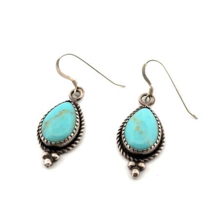 5-Star Native American 925 Sterling Silver Turquoise Dangle Earrings 6.4g