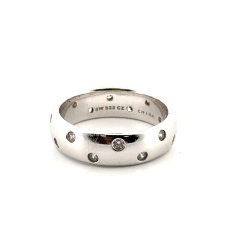 Size: 11 SW 925 Sterling Silver Cubic Zirconia Band Ring 8.9g