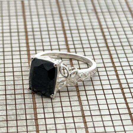 Size-5 D’Joy Australian Black Tourmaline 925 Sterling Silver Solitaire Ring 2.7g