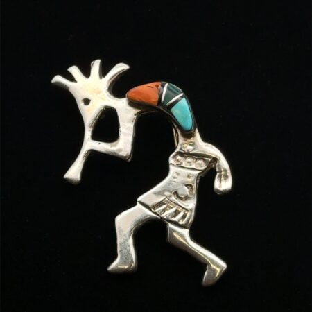 Vtg. Arnold Maloney Sterling Silver Kokopelli Flute Player Inlay Pin/Pendant, 7g