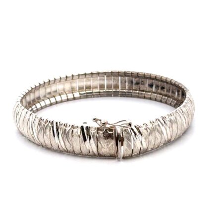 7.5” x 11mm 925 Sterling Silver Italy Etched Omega Bracelet, 21.7g