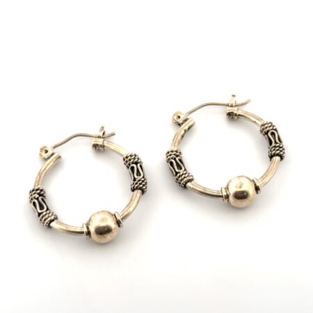 925 Sterling Silver Boho Bali Hoop Earrings 7.5g