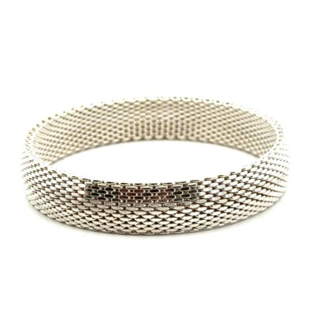 7.5” x 12mm Godfrey Carter 925 Sterling Silver Mesh Bangle Bracelet, 40.3g