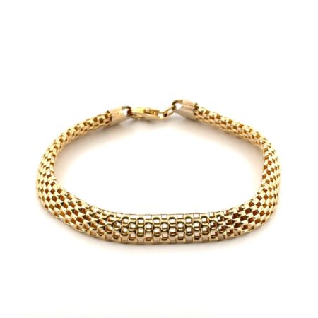 7.25” Italy Gold Vermeil 925 Sterling Silver Hollow Mesh Bracelet 9.5g
