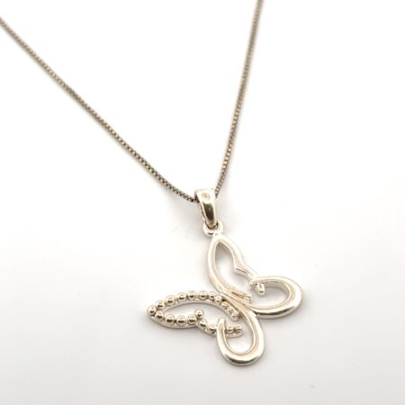 18” 925 Sterling Silver Butterfly Pendant Box Chain Necklace 4.4g