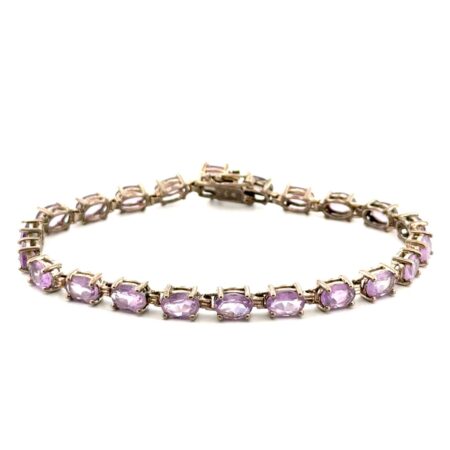 8” IBB Thailand 925 Sterling Silver Amethyst Tennis Bracelet 13.3g