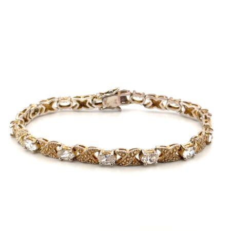6.75” Gold Vermeil 925 Sterling Silver CZ Bracelet 16g