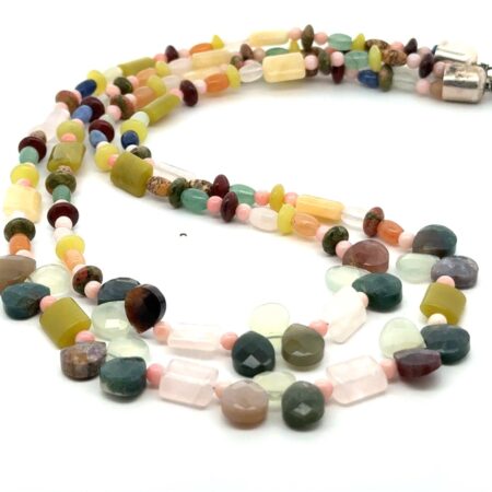 21” Jay King DTR Multi Gemstone Double Strand 925 Sterling Silver Necklace 50.3g
