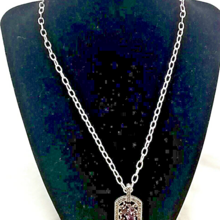 Amethyst and Garnet Pendant on Diamond Cut Sterling Silver Necklace - 18 Inches
