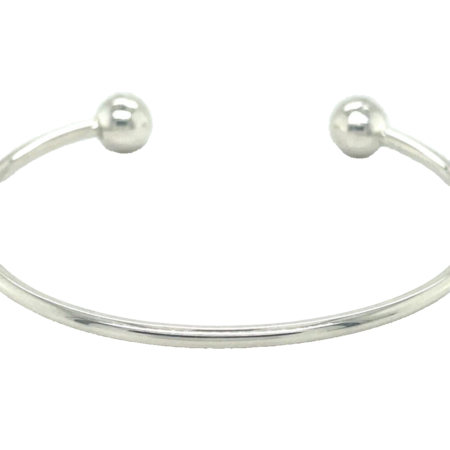 Sterling Silver 6 Inch Ball End Cuff 6.5 Inch Bracelet, 8.5 grams