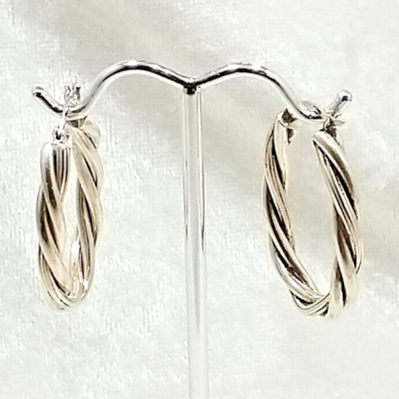 Vintage 925 Sterling Silver Twisted Hoop Earrings, 7.1 Grams