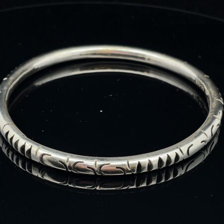 Vintage Sterling Silve Tribal Design Abstract Cut Out Bangle Bracelet
