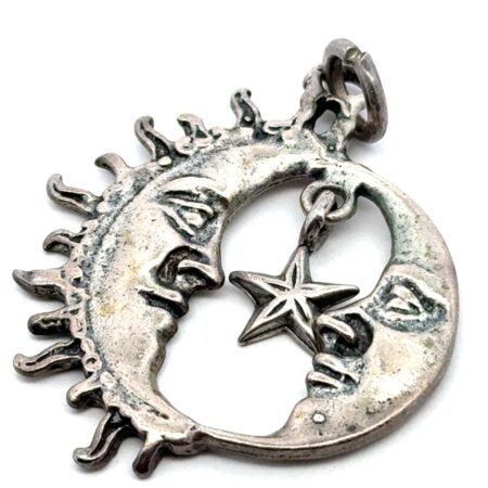 925 Sterling Silver Sun, Moon, & Star Pendant, 10.7g