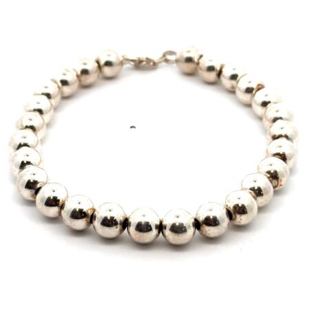 8.5” 925 Sterling Silver 8mm Ball Bead Bracelet, Italy, 25.1g