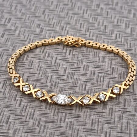 7” Gold Vermeil 925 Sterling Silver Cubic Zirconia Bracelet 12.5g