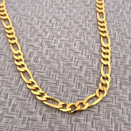 18” x 7mm Milor Italy Gold Vermeil 925 Sterling Silver Figaro Link Chain 25.5g