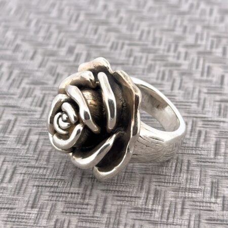 Size: 8 Thailand 925 Sterling Silver 3D Puffed Rose Flower Ring 8.1g