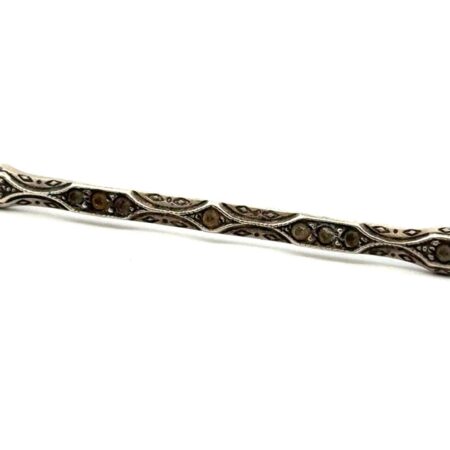 Antique Silver Bar Pin Yellow Paste Stones Edwardian/Art Deco Brooch/Pin, 4.2g
