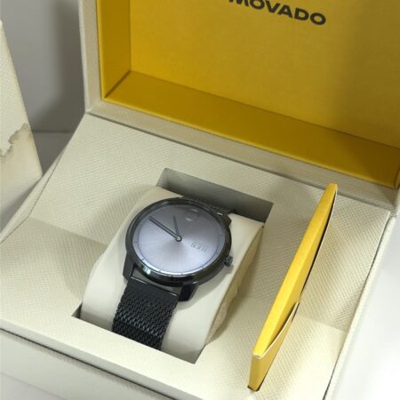 40mm Movado Bold Dark Blue Stainless Steel Quartz Wristwatch w/ Original Box