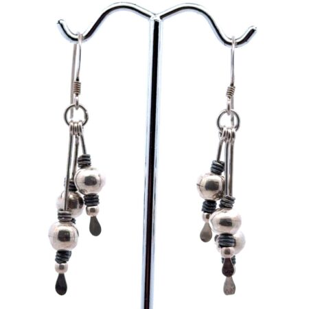 .925 Sterling Silver Beaded Dangle Earrings, 2”, 6.5 Grams