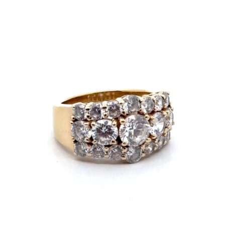 Jean Dousset 925 Sterling Silver Gold Vermeil Cubic Zirconia Ring, 7.3g