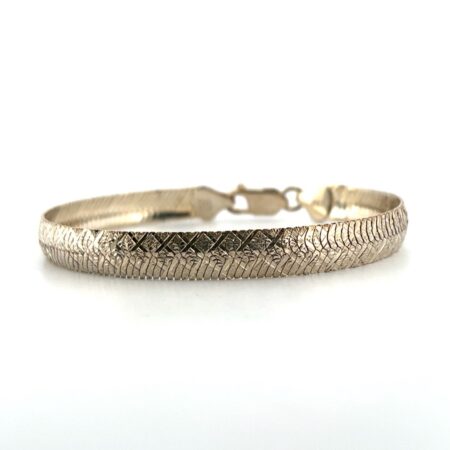 Diamond Cut Herringbone Bracelet 7”￼