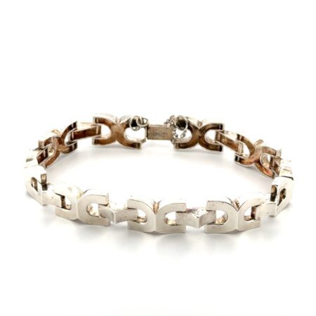 7.5” Vintage 925 Sterling Silver Bracelet w/ Safety Chain 22.7g