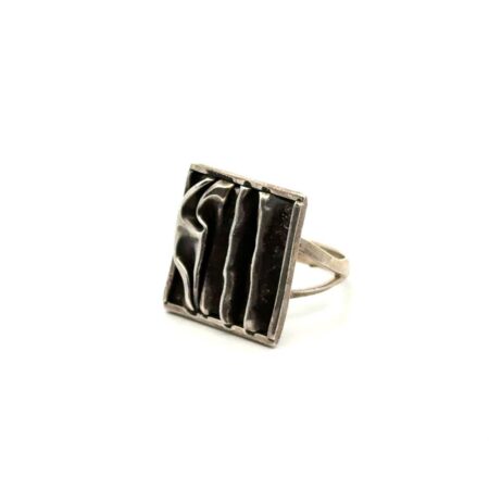 Lety G. 925 Sterling Silver Embossed Style Modernist Ring Size - 9, 7.1g