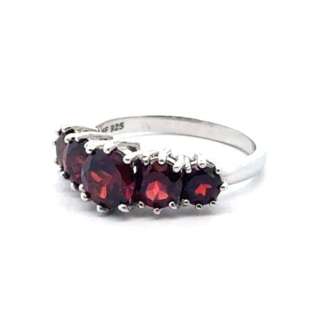 Size-10 .925 Sterling Silver Garnet Ring, 5.1g