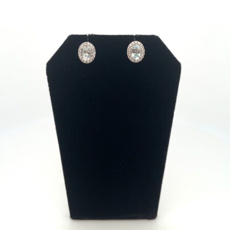 Stealing Sliver Earrings With Lab Created Aquamarine And Lab White Sapphire Halo