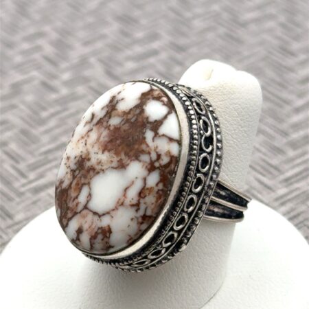 Size-7 925 Sterling Silver Wild Horse Jasper Ring, 12.5 Grams