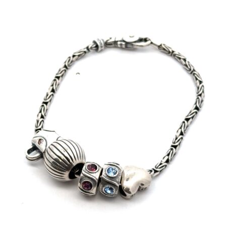 Tedora 8” 925 Sterling Silver Modular Charm Bracelet, 26.3g