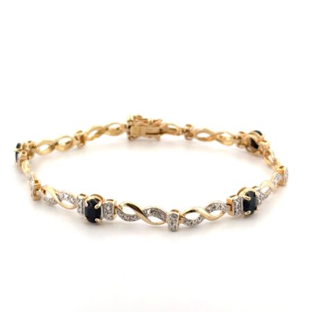 7” Ross Simons Gold Vermeil 925 Sterling Silver Sapphire Bracelet 8.9g