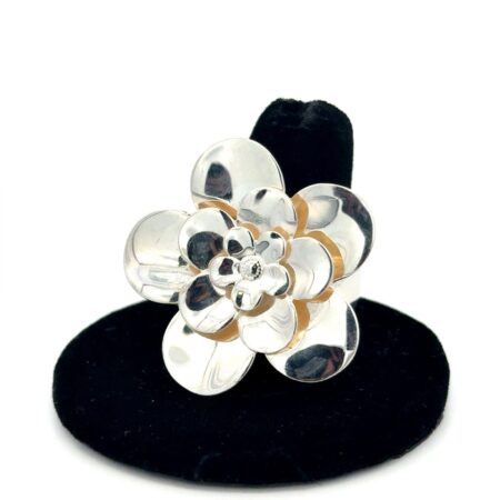Paola Valentini 925 Sterling Silver Flower Ring, Size-9.5, 6.1g