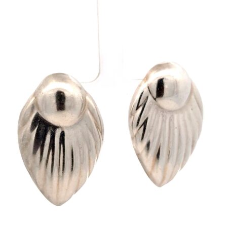 Taxco Mexico 925 Sterling Silver Puffy Seashell Design Earrings, 24.3g