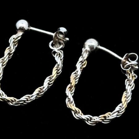 925 Sterling Silver Twist Rope Earrings, 2.3g