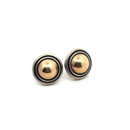 Vintage James Avery Sterling Silver & 14k Yellow Gold Stud Earrings, 6.9g