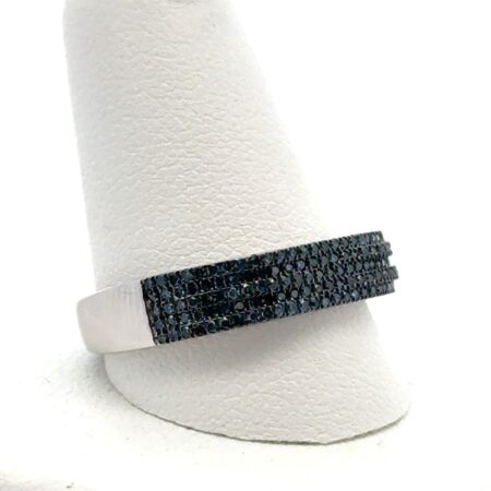 Size-10 925 Sterling Silver 5 Row Blue Diamond Half Eternity Band MLD TH 4.1g