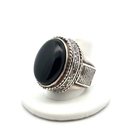 Size - 9.5 950 Silver Khātam al-Nubuwwah Sunni Muslim Protective Ring, Onyx 47g