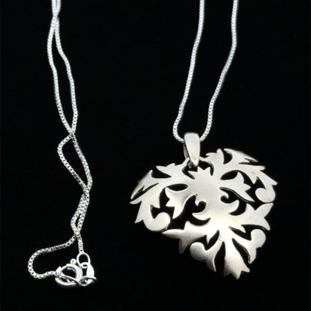 J Rogers Sterling Silver Cut Out Heart Pendant on 18” Sterling Box Chain 5.7g