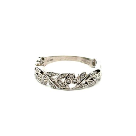 Size-10 East Arts Jewelry .925 Sterling Silver & Diamond Floral Ring, 3.7g